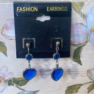 Delicate Sapphire Blue Heart Drop Earrings Sapphire Elegant Womens Accessories
